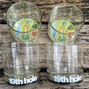 VINTAGE SET OF 4 NOVELTY 19TH HOLE Golf Game Acrylic Whiskey GLASSES BY HOWW USA